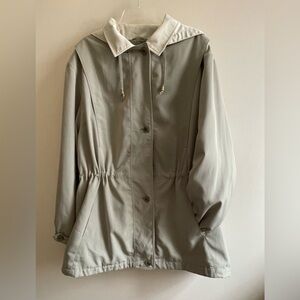 Vintage - Olive Green Trench Coat / Utility Jacket - Removable Hood